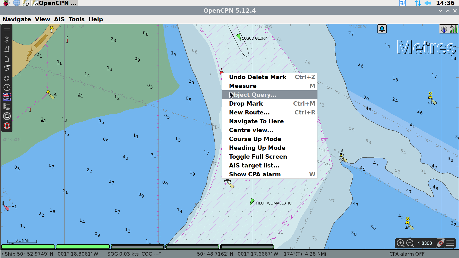 Selection that appears after right clicking on chart item